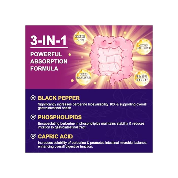 ZEBORA Premium Berberine HCL Supplement 1200 mg, Berberine GLP-1 Support with Ceylon Cinnamon, ALA & Capric Acid, Supports Immune & Antioxidant, Non-GMO, 120 Capsules - Image 5