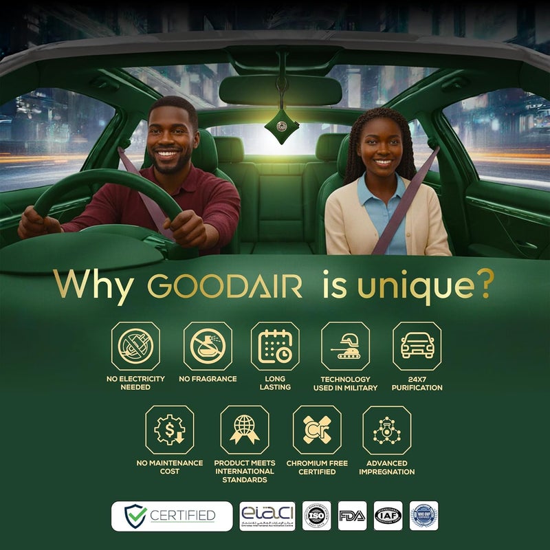 GOODAIR جود إير 2.0 جهاز تنقية هواء السيارة غير الكهربائي الفاخر | أخضر غابة | مختبر ومعتمد لامتصاص الغازات السامة | كربون نشط متقدم مشبع | تنقية هواء على مدار 24/7 - Image 5