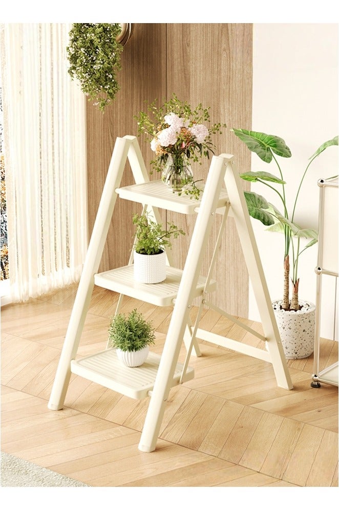 حصريا سلم بثلاث درجات مصنوع بالكامل من الفولاذ، كرسي متدرج صغير قوي للبالغين، كرسي متدرج لخزانة الملابس، سلم بمداسات عريضة غير قابلة للانزلاق، سلم مطبخ متعدد الأغراض، يتحمل حمولة منزلية تصل إلى 150 كجم - Image 3