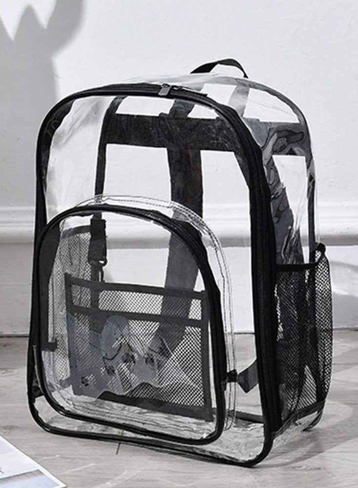 Clear Backpack, Heavy Duty Through Bookbag for Women and Men,Transparent Backpacks /Black - Image 4