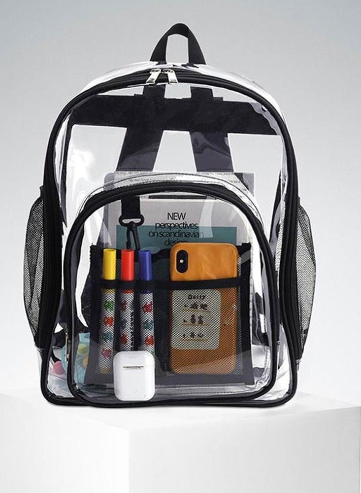 Clear Backpack, Heavy Duty Through Bookbag for Women and Men,Transparent Backpacks /Black - Image 2