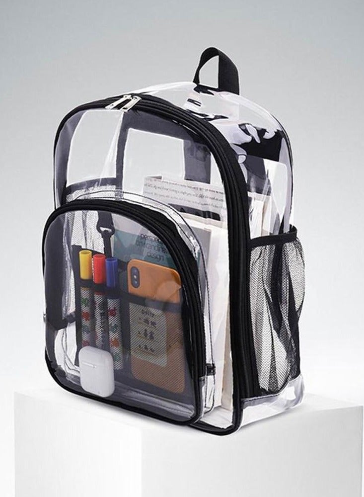 Clear Backpack, Heavy Duty Through Bookbag for Women and Men,Transparent Backpacks /Black - Image 1
