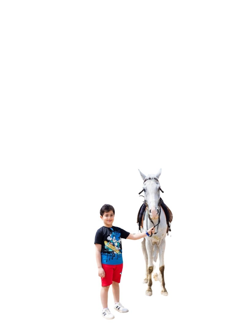 طقم ولادى تيشرت اسود به رسمى  وشورت احمر - Image 2