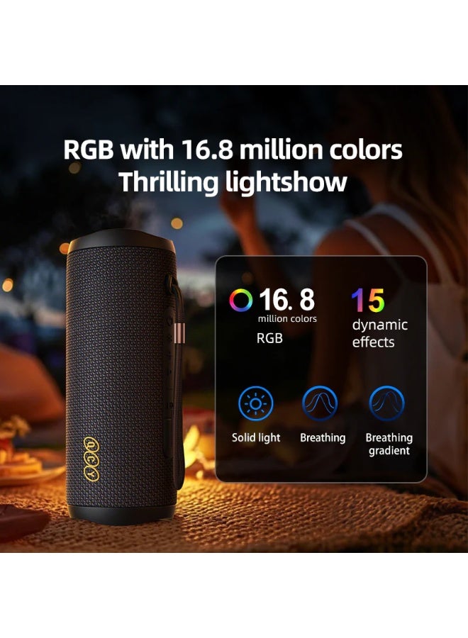 كيو سي واي QCY Sp7 Portable Bluetooth Speaker Stereo Sound IPX7 RGB Show BLACK - Image 5