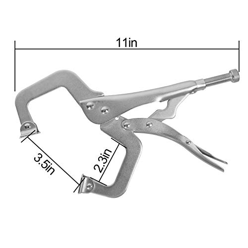 HOZEON 3 PCS 11 Inch C Clamp Locking Pliers with Swivel Pads, Heavy Duty Locking Pliers, Woodworking Clamps Set, Adjustable Nickel Plated C Plier for Wood Working, Welding, Electrician Maintenance - Image 2