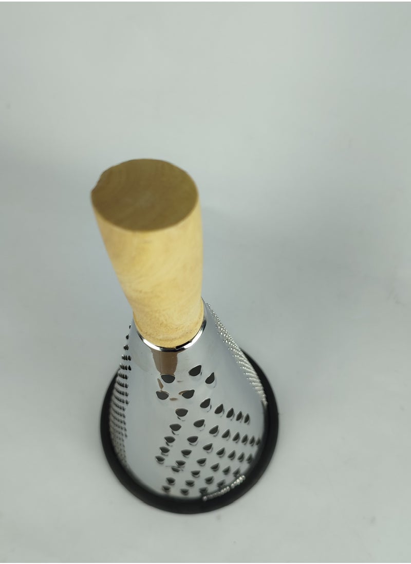 Generic - Onion and vegetable grater with 3 different blades and an easy-to-use wooden handle - Image 1