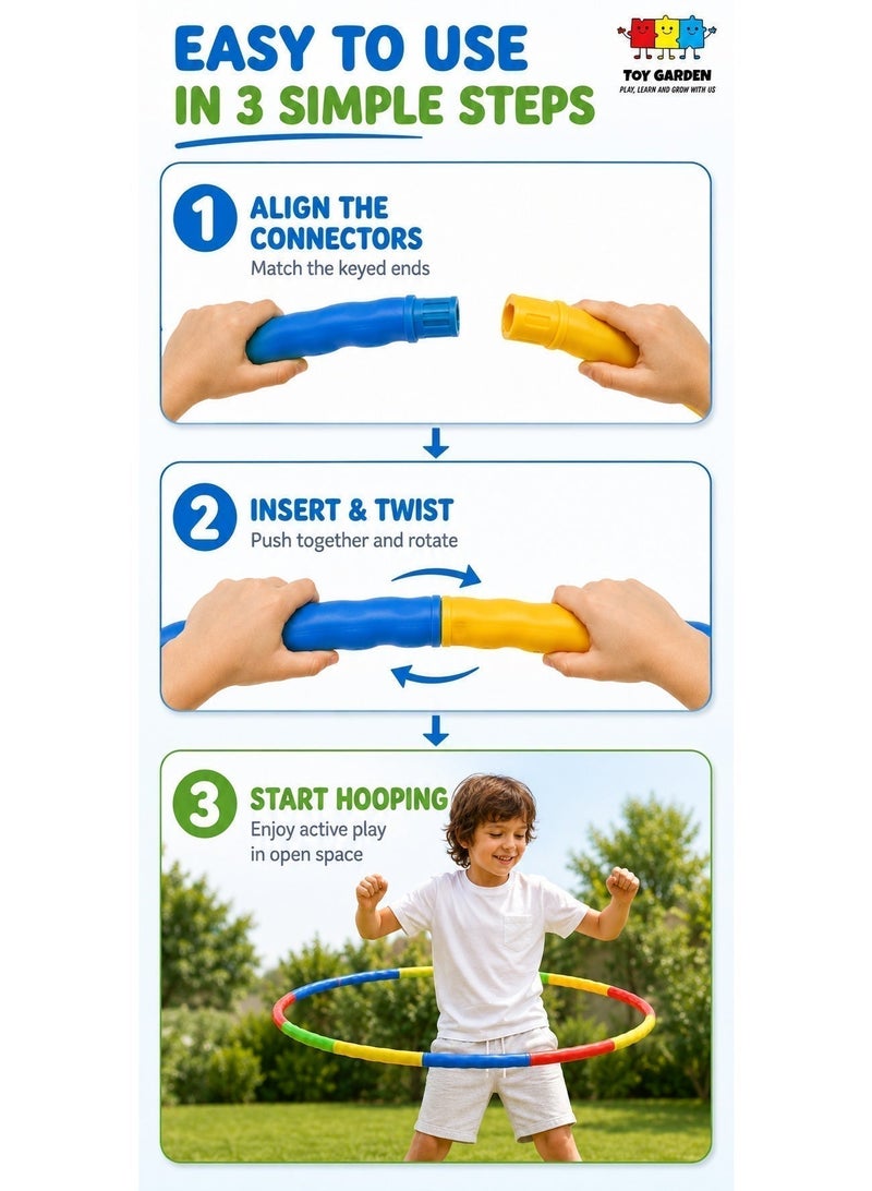 TOY GARDEN Kids Adjustable Hula Hoop – 79cm Detachable Exercise Ring, Colorful Snap-Together Fitness Toy for Boys & Girls, Indoor & Outdoor Sports Play - Image 5