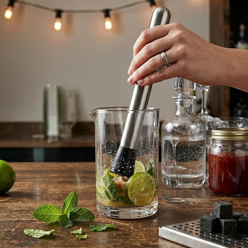 Cuisine Art Stainless Steel Cocktail Muddler 30cm – Nylon Textured Head Bar Tool for Mojitos Caipirinha Mint Crushing Bartender Home Kitchen HORECA – 11.8 Inch - Image 5