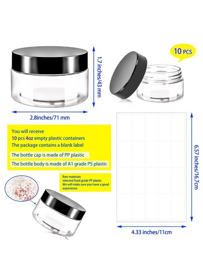 MotBach 10 Pack 4oz Plastic Jars with Lids, 120ml Round Clear Cosmetic Containers Makeup Jars,Travel Size Containers Jar for Lotion Cream Eyeshadow Sample Ointment Salve Balm Powder Travel Storage - Image 2