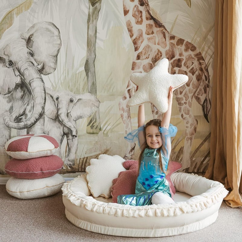 MINICAMP Kids Play Mat for Floor Play  Sleep Pod Nest for Toddlers  Activity Gym  100 Natural Cotton  Unique Tassel Decor  Nursery Rug 44 Wide  Extra Soft FoamPadded Matt - Image 2