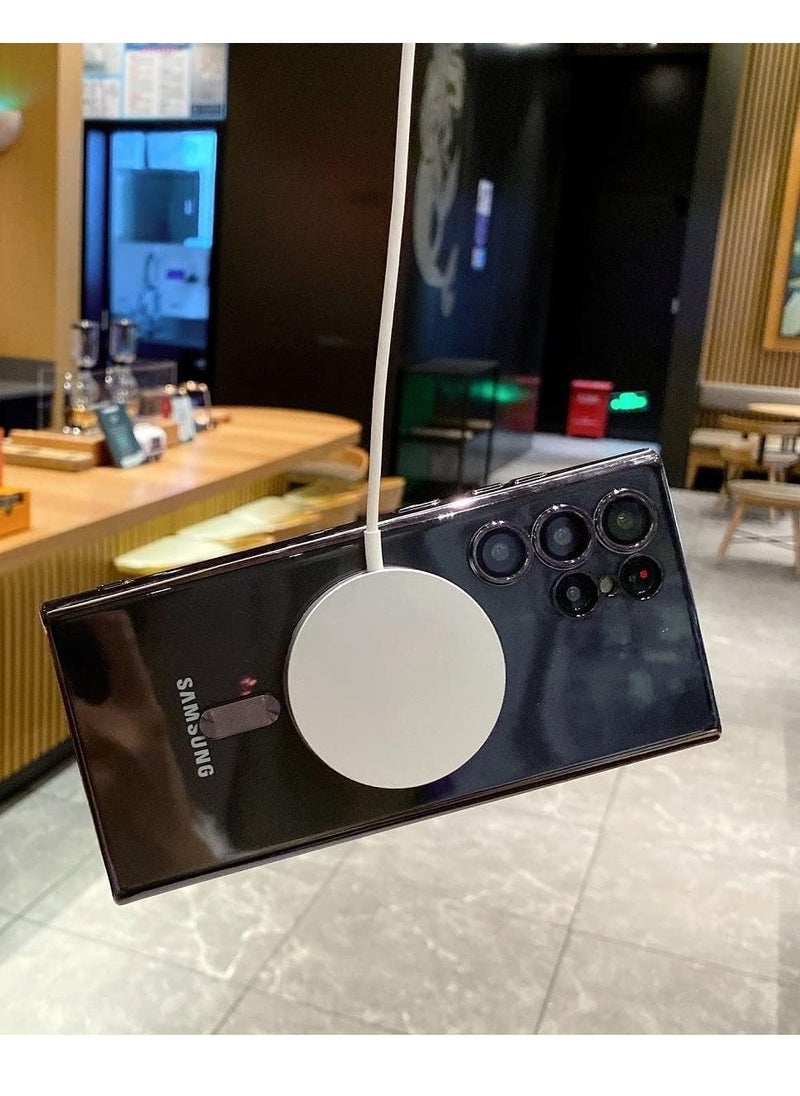 ELTRAZONE for Samsung Galaxy S23 Ultra Case Magnetic Clear with Camera Lens Protector Full Protection MagSafe Electroplated Silicone Slim Fit Shockproof Protective Case Cover - Black - Image 3