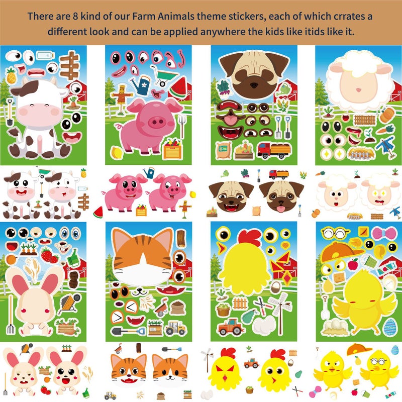 Cm2308021 Children'S Anime Cute Cartoon Farm Animal Parent-Child Interactive Puzzle Puzzle Diy Face Sticker - Image 3