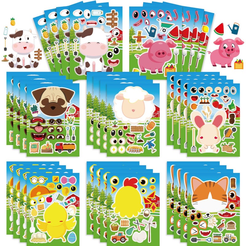 Cm2308021 Children'S Anime Cute Cartoon Farm Animal Parent-Child Interactive Puzzle Puzzle Diy Face Sticker - Image 2