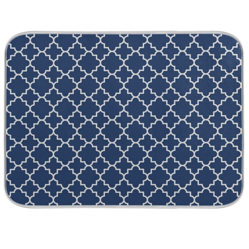 senya Super Absorbent Dish Drying Mat Microfiber Fast-Drying Dish Mat 16" x 18" Kitchen Dish Drying Pad Watercolor Cute Navy Blue Moroccan - Image 1