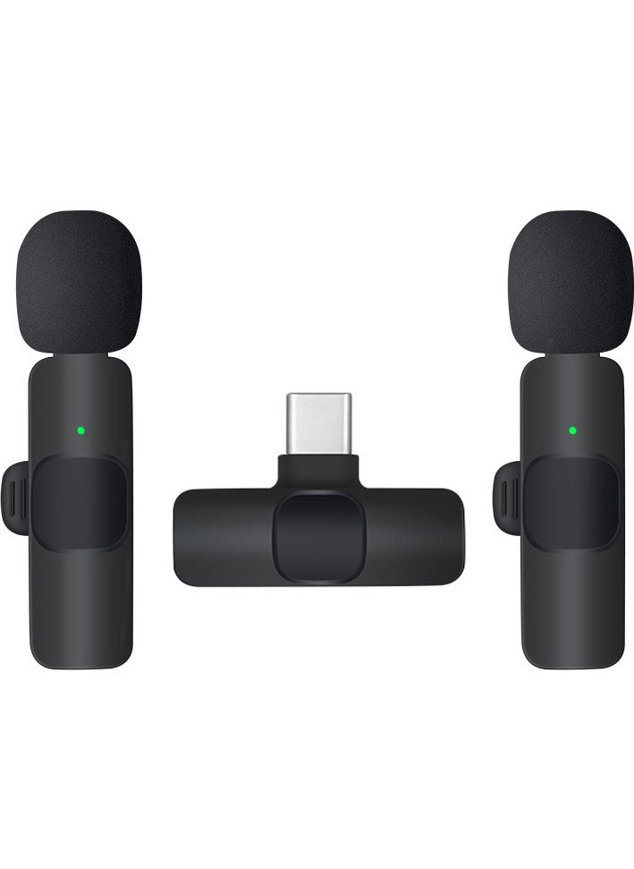 APEXEL Wireless Lavalier Microphone Plug and Play Mini Mic for YouTube TikTok Live Streaming Gaming K Song Recording Auto Noise Reduction (MIC-Type C Two For One )  - Image 1
