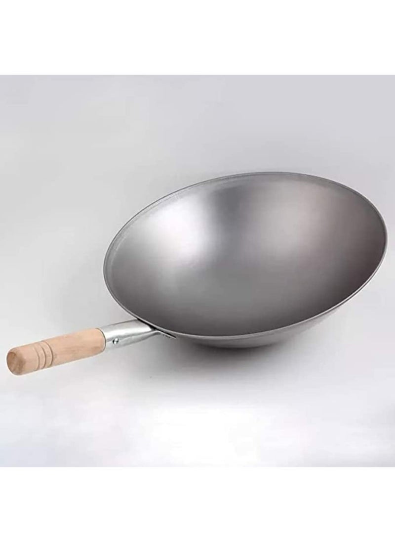 AS A S 16 Inches Light Weight BUT Heavy Duty Purpose Based Wooden Handle Iron Kadhai Chinese Wok for Ideal Use in Hotels Restaurants Cafes Pubs Cloud Kitchens Catering Size 16 inch 39cm  - Image 1