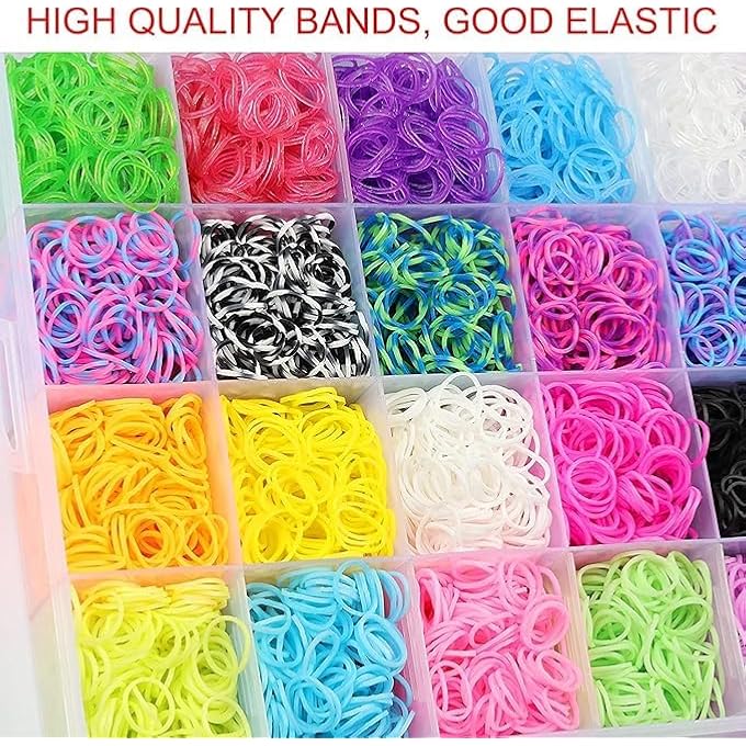 STRBOXONG 32 COLORS LOOM BANDS BRACELET MAKING KIT, 2500+ RUBBER BANDS, LETTER & BEADS,LOOM BOARD, CROCHET HOOKS, SLINGSHOTS &S-BUCKLES, DIY JEWELRY & COMPLETE CRAFT SET OF BRACELET KIT - Image 3