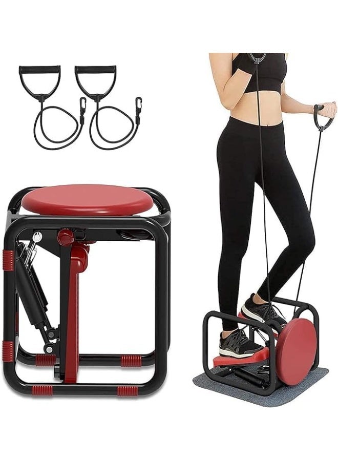 Mini Stepper Exercise Machine with LCD Monitor, Hydraulic Drive System, Non-slip Pedals, Black and Red - Image 4