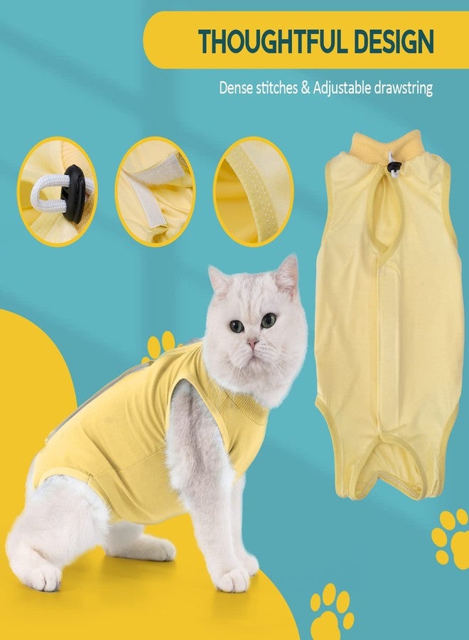 Avont Cat Recovery Suit - Kitten Onesie for Cats After Surgery, Cone of Shame Alternative Surgical Spay Suit for Female Cat, Post-Surgery or Skin Diseases Protection -Yellow(S) - Image 3
