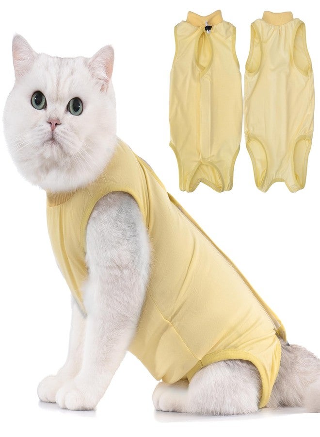 Avont Cat Recovery Suit - Kitten Onesie for Cats After Surgery, Cone of Shame Alternative Surgical Spay Suit for Female Cat, Post-Surgery or Skin Diseases Protection -Yellow(S) - Image 1
