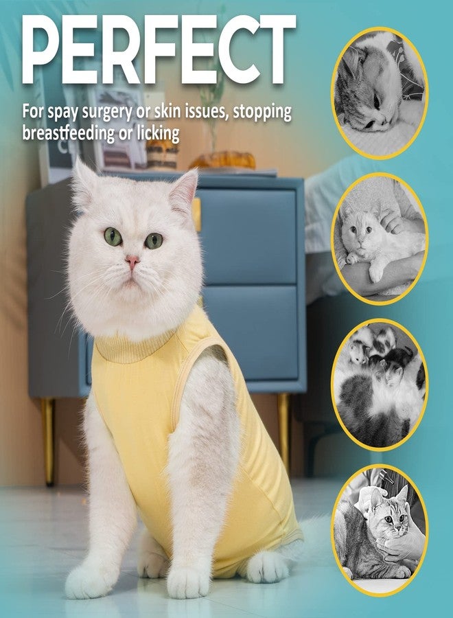 Avont Cat Recovery Suit - Kitten Onesie for Cats After Surgery, Cone of Shame Alternative Surgical Spay Suit for Female Cat, Post-Surgery or Skin Diseases Protection -Yellow(S) - Image 4