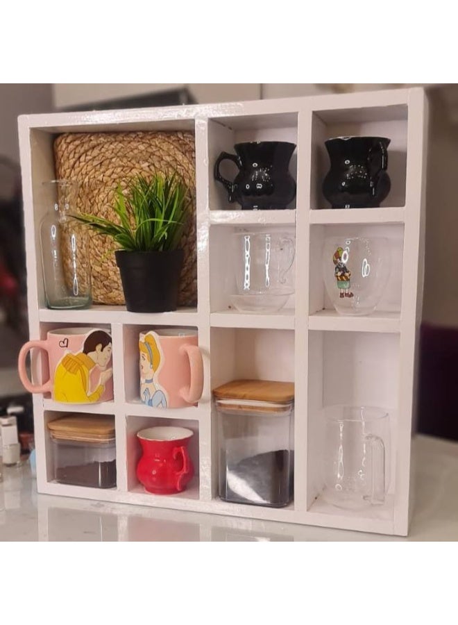 🌸🌸Trendy Mug House🌸🌸  Transform your kitchen and refresh its look! 😍  A mug organizer for arranging and displaying mugs in a unique and stylish way. 😍 A perfect addition to your coffee corner! 😉 Divided into different sizes to fit all mugs. 🍺  Made of pine wood with acrylic lacquer finish. 👌  50*50*10cm - Image 1