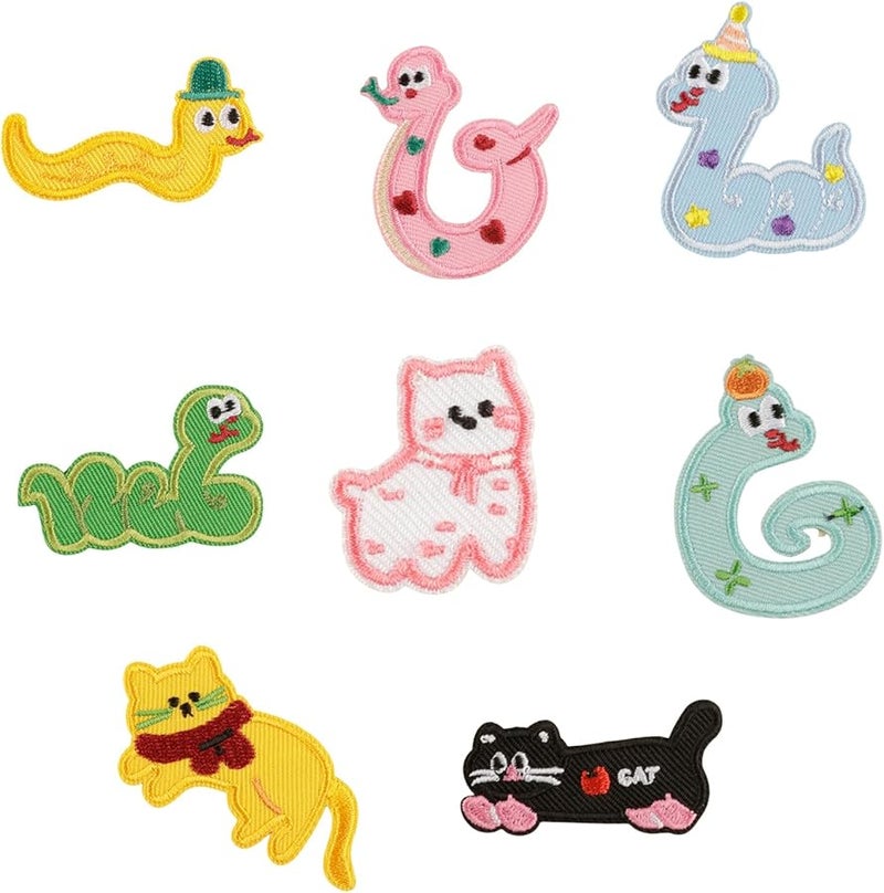 8 قطع تطبيقات حديدية صغيرة لقطط الكرتون مطرزة للخياطة - Image 1