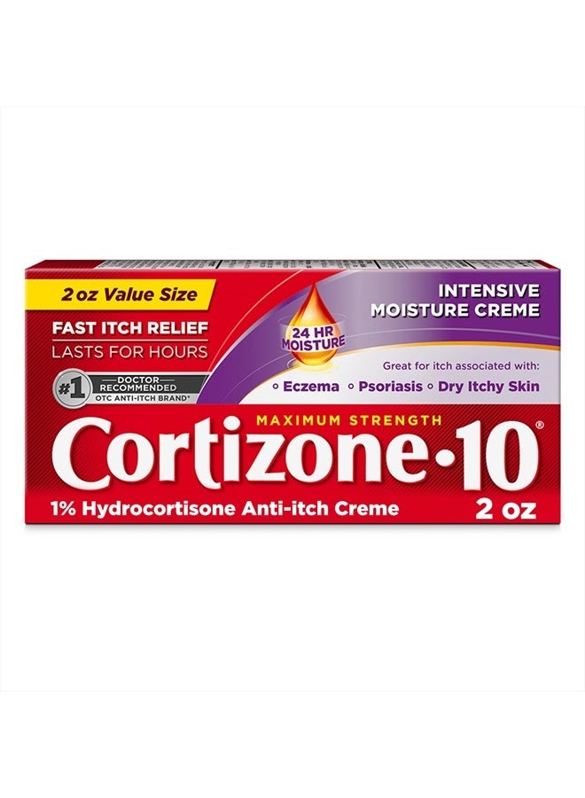 Cortizone 10 Maximum Strength Intensive Moisture Anti-Itch Cream, 1% Hydrocortisone, 2 oz. - Image 1