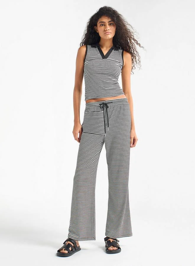 Splash FAV Striped Sleeveless Top with Collar