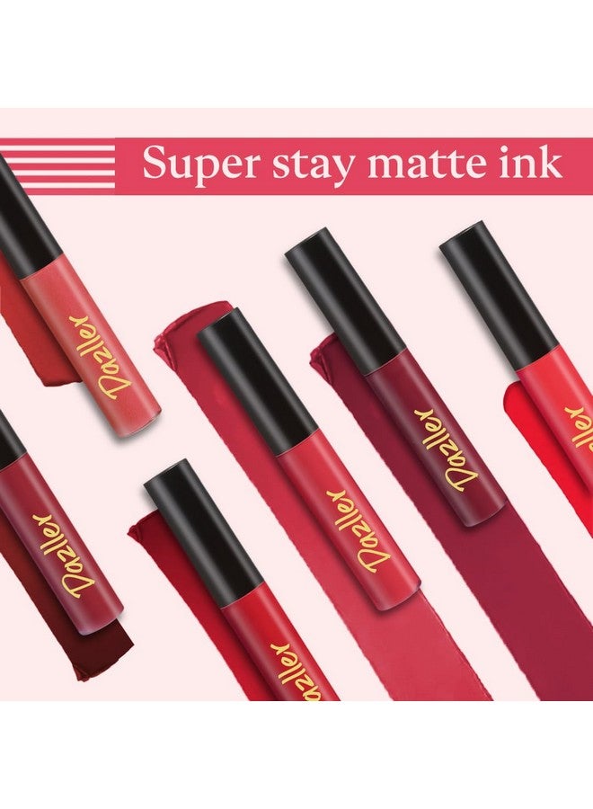 DAZLLER Lip Colour Lipstick Combo Pack Of 6|Vibrant Matte Liquid Lipstick For Women|Long Stay|Smudge-Proof|Non-Transfer|Pink Punch|21.6G - Image 2