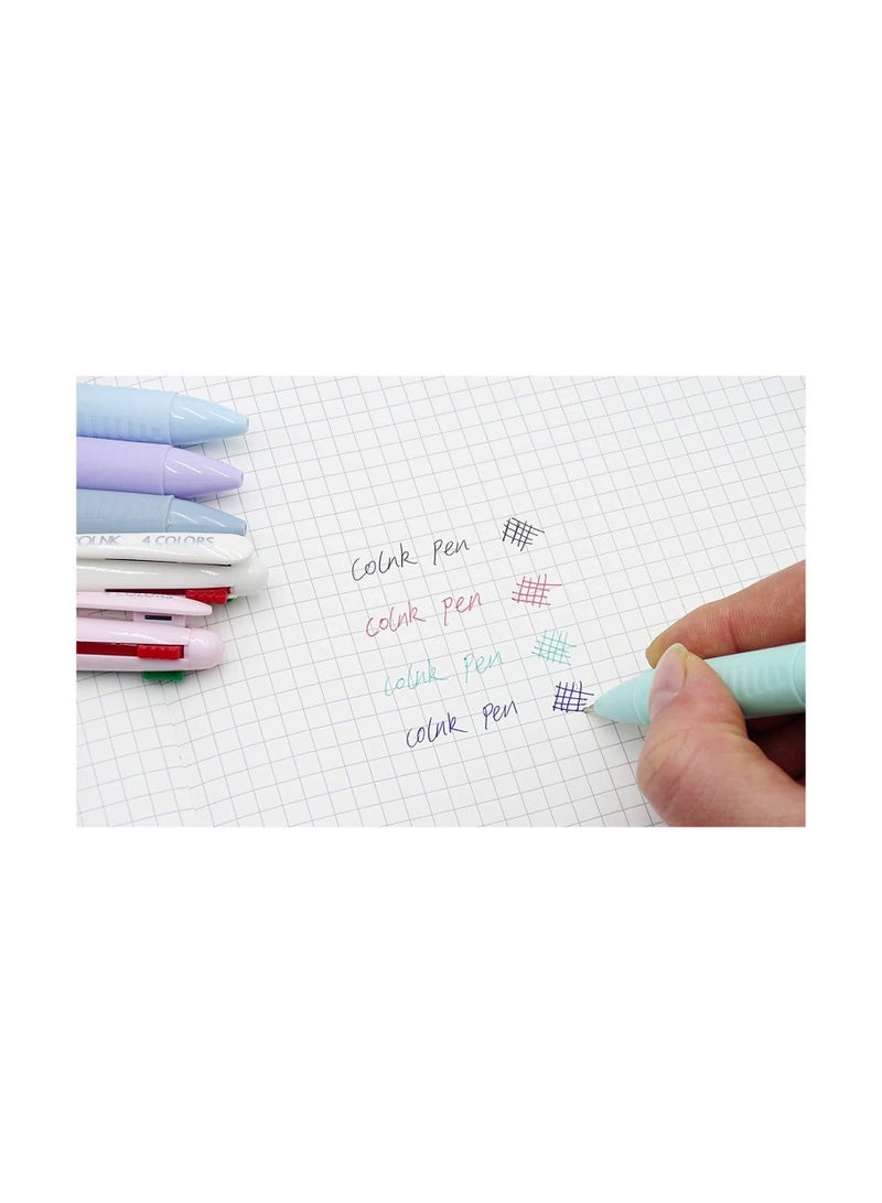 Ballpoint Pen 6Pcs 4Color 0.5 4-in-1 Colored Pens Fine Point Retractable Ballpoint Gift Pens for School and Office Macaron Medium Oil Pen Ballpoint Pen Student Girl Signature Pen - Image 5