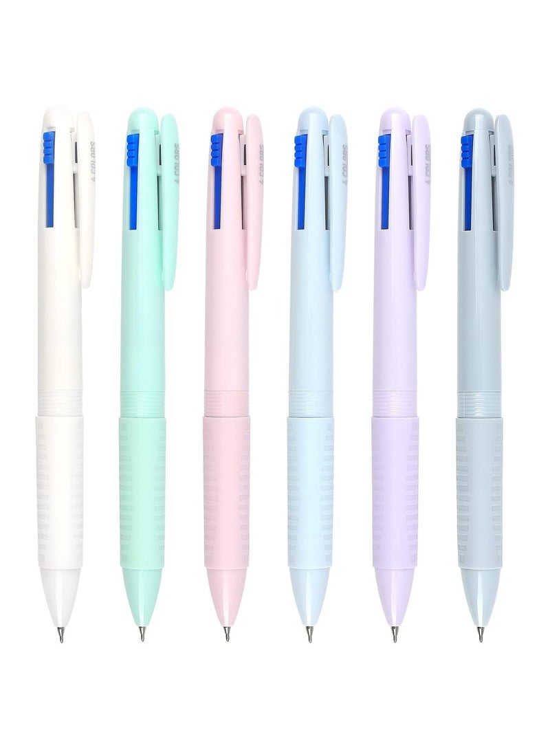 Ballpoint Pen 6Pcs 4Color 0.5 4-in-1 Colored Pens Fine Point Retractable Ballpoint Gift Pens for School and Office Macaron Medium Oil Pen Ballpoint Pen Student Girl Signature Pen - Image 1