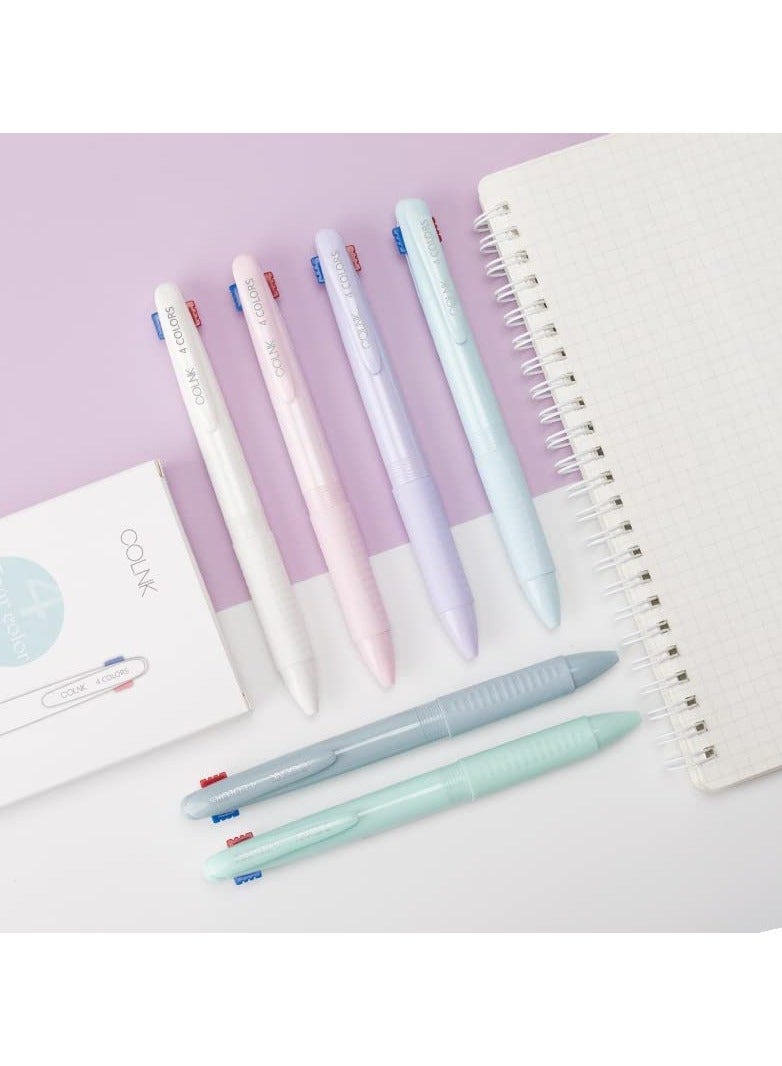 Ballpoint Pen 6Pcs 4Color 0.5 4-in-1 Colored Pens Fine Point Retractable Ballpoint Gift Pens for School and Office Macaron Medium Oil Pen Ballpoint Pen Student Girl Signature Pen - Image 4