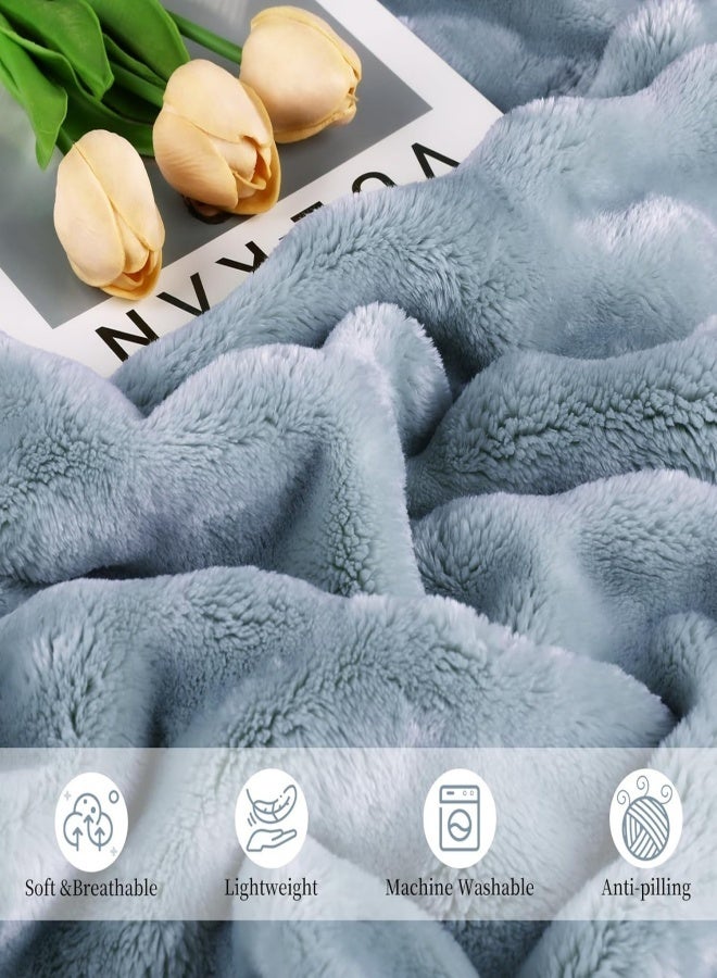 SUCITY 200*150cm Plush Fuzzy Fleece Throw Blanket Extra Large, Super Soft, Fluffy and Warm Blankets for Couch Bed for All Seasons Throw Blanket for Couch Bed(Blue) - Image 4