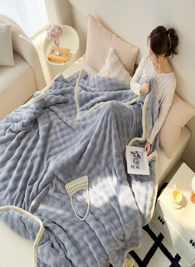 SUCITY 200*150cm Plush Fuzzy Fleece Throw Blanket Extra Large, Super Soft, Fluffy and Warm Blankets for Couch Bed for All Seasons Throw Blanket for Couch Bed(Blue) - Image 1