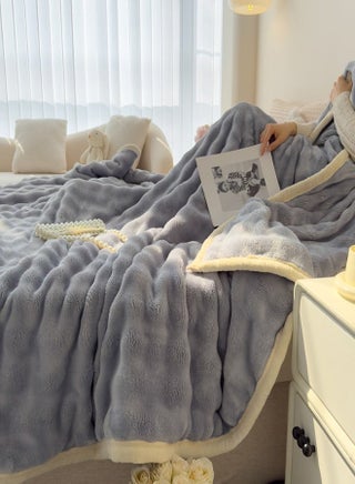 200*150cm Plush Fuzzy Fleece Throw Blanket Extra Large, Super Soft, Fluffy and Warm Blankets for Couch Bed for All Seasons Throw Blanket for Couch Bed(Blue) - view 3