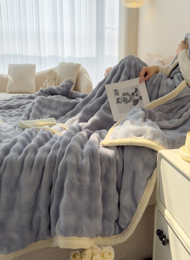 SUCITY 200*150cm Plush Fuzzy Fleece Throw Blanket Extra Large, Super Soft, Fluffy and Warm Blankets for Couch Bed for All Seasons Throw Blanket for Couch Bed(Blue) - Image 3