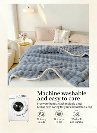 200*150cm Plush Fuzzy Fleece Throw Blanket Extra Large, Super Soft, Fluffy and Warm Blankets for Couch Bed for All Seasons Throw Blanket for Couch Bed(Blue) - view 4
