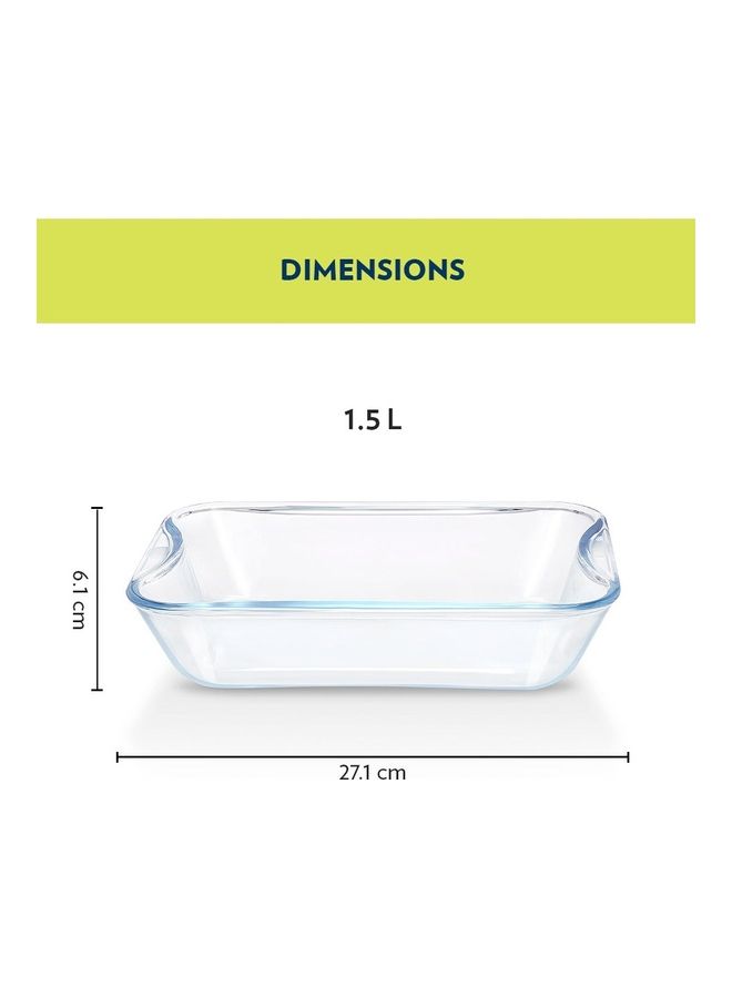BOROSIL Easy Grip Rectangular Dish With Handle, Microwave, Oven And Dishwasher Proof White 1.5Liters - Image 2