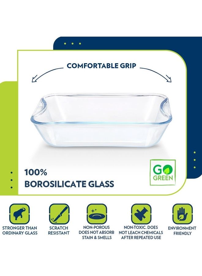 BOROSIL Easy Grip Rectangular Dish With Handle, Microwave, Oven And Dishwasher Proof White 1.5Liters - Image 3