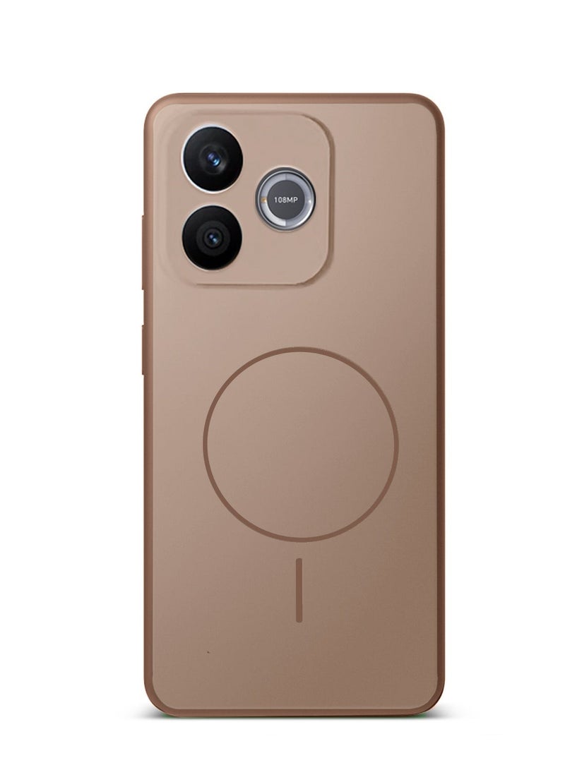 دبليو تيك غطاء حقيبة من السيليكون السائل الفاخر متوافق مع حلقة Magsafe الرقيقة لهاتف Honor 600 Lite 5G 2026 (MCMPMN) - بني - Image 3