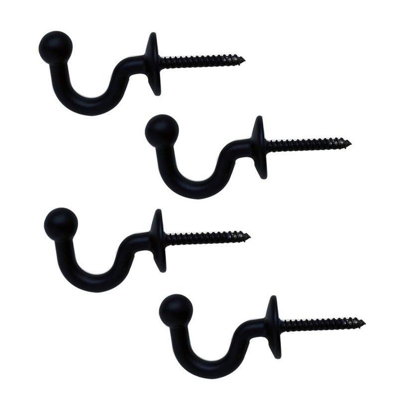 Hdtyyln 2 Pairs Curtain Hooks for Drapes European Style Curtain Hook Black Window Curtain Holdback Tiebacks Heavy Duty Wall Mounted Hooks for Curtain Cup Key Bags Home Decorative Hangers