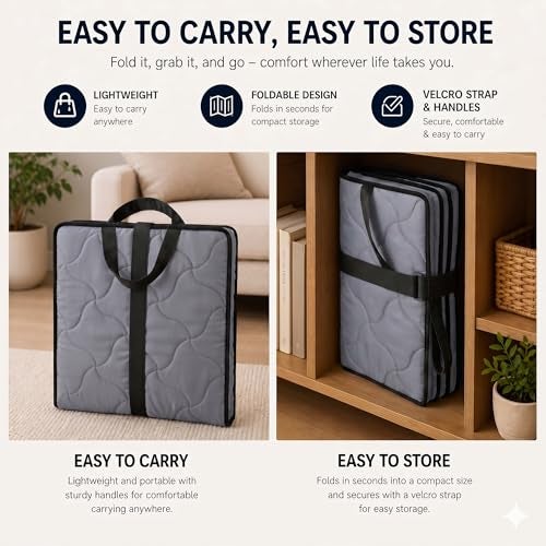 Rhythm 3 Layer 1 Inch Foldable Mattress | Portable Lightweight Foam Bed | Comfortable Floor Sleeping Mat | Space Saving Design | Guest Bed Travel Camping Home Use | Grey 72x36x1 - Image 3