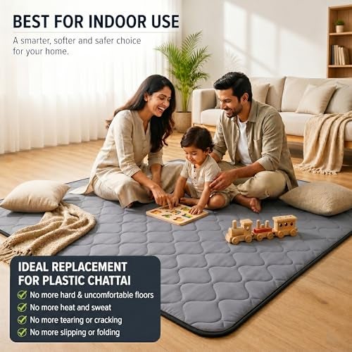 Rhythm 3 Layer 1 Inch Foldable Mattress | Portable Lightweight Foam Bed | Comfortable Floor Sleeping Mat | Space Saving Design | Guest Bed Travel Camping Home Use | Grey 72x36x1 - Image 4