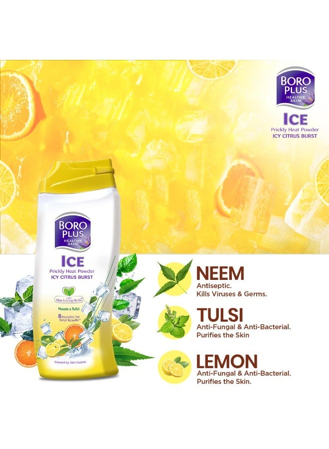 BOROPLUS Prickly Heat Powder Icy Citrus Blast | Ayurvedic | with Neem and Tulsi | Relief from Prickly Heat | Protection from Rashes | Absorb Sweat | Cools & Calm the skin | Anti-septic action |400g - Image 2