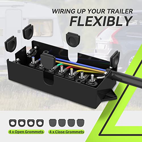 RVMATE 7 Way 8 Feet Trailer Cord Kit, Include Plug Holder and Trailer Connector Cable Wiring Harness with Waterproof Junction Box - Image 5