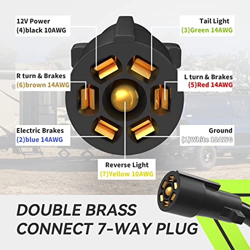 RVMATE 7 Way 8 Feet Trailer Cord Kit, Include Plug Holder and Trailer Connector Cable Wiring Harness with Waterproof Junction Box - Image 3