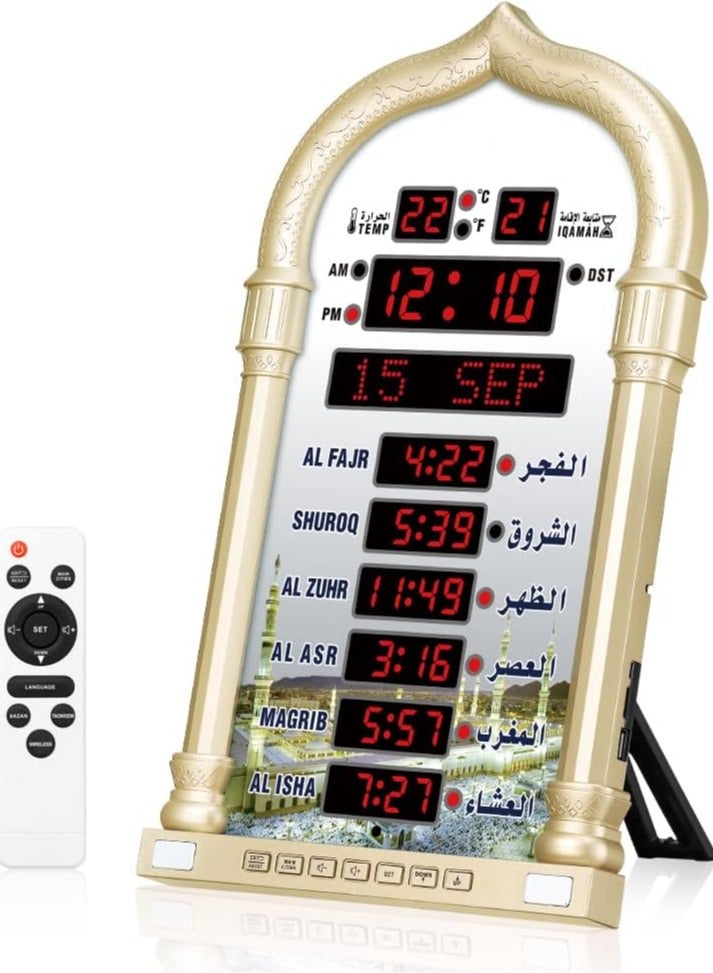 Azan Clock with Remote Control, LED Muslim Prayer Clock, Azan Wall Clock, Read Home/Office/Mosque Digital Azan Clock, Home Decor, Ramadan Eid Gifts  - Image 1