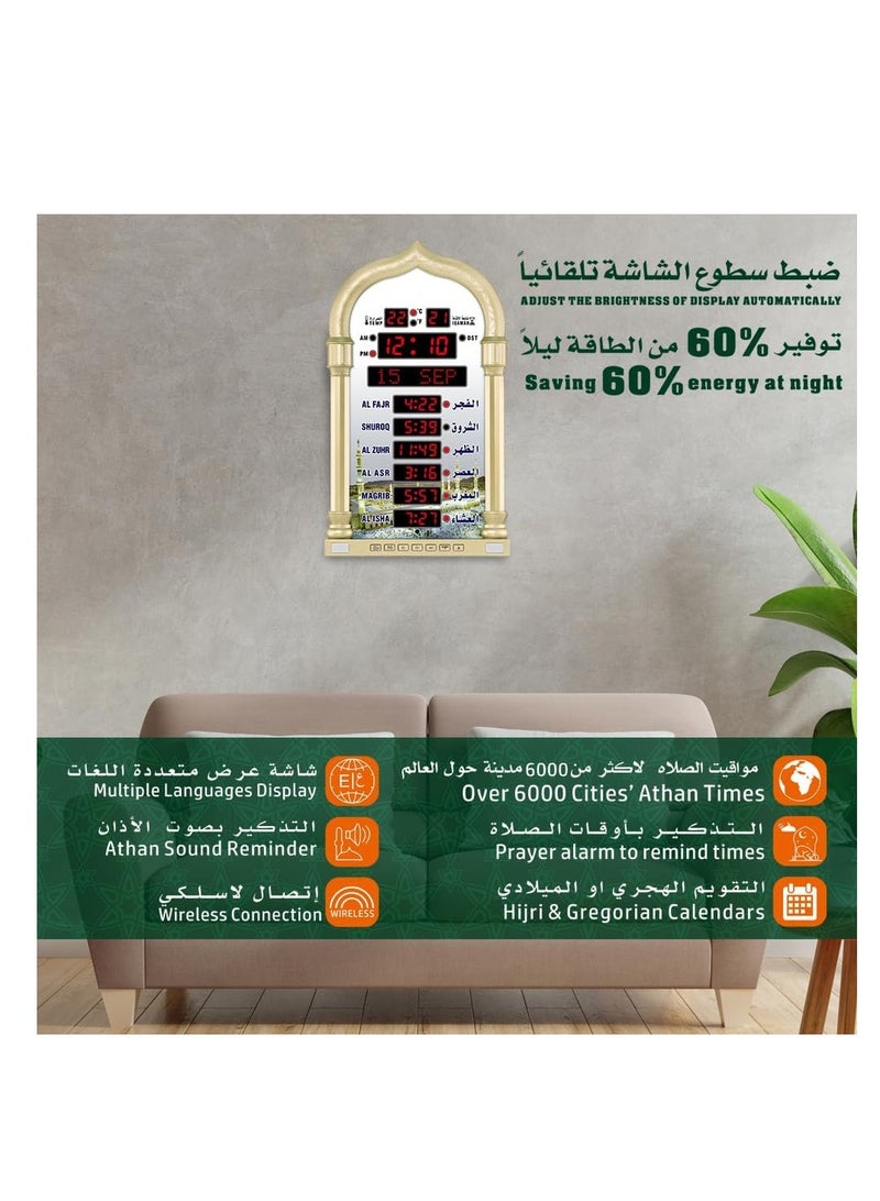 Azan Clock with Remote Control, LED Muslim Prayer Clock, Azan Wall Clock, Read Home/Office/Mosque Digital Azan Clock, Home Decor, Ramadan Eid Gifts  - Image 2