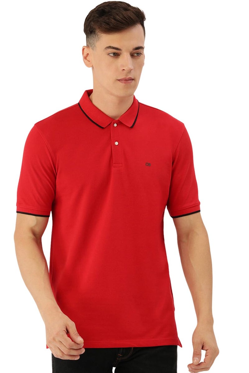 Peter England Men's Snug Fit Solid Polo T-Shirt with Coloured Collar Tipping| Cotton Rich| Premium Pique Weave - Image 3